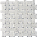 White Carrara 12"x12" Honed Basket Weave Marble Mosaic