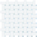 Keefer Mix White & blue Celeste 12"x12" Polished Basket Weave Marble Mosaic top view