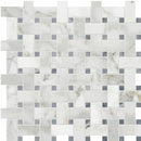 Calacata Gold 12"x12" Bardiglio Honed Basket Weave Marble Mosaic Tile product shot tile view