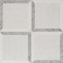 Keefer mix 12 1/16"x12 1/16" White Carrara Multi Finish Lucca Marble Mosaic Product shoot mosaic view