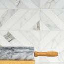 Thassos White and Calacatta Gold 8"x8 1/16" Honed Marina Chevron Marble Mosaic Tile product shot bath view