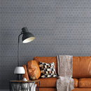 Alpha Blue Honed 12"x12" Hexagon Marble Mosaic Product shot hall view