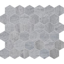 Alpha Blue Honed 12"x12" Hexagon Marble Mosaic Product shot tile view