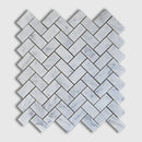 White Carrara 11"x11" Honed Herringbone 1x2 Marble Mosaic profile view