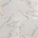MSI Pietra Carrara 24x24 marble look glazed porcelain floor wall tile NCAR2424 product shot 4 tiles top view
