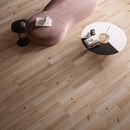 MSI Wood Collection havenwood beige 8x36 glazed porcelain floor wall tile NHAVBEI8X36 room shot modern seat and coffee table