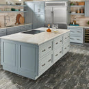 MSI Wood Collection vintage silver 8x36 glazed porcelain floor wall tile NVINSIL8X36 room shot contemporary kitchen white countertops islandtop