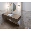 MSI stone collection bernini bianco 4x18 matte glazed porcelain floor wall tile NBERBIA4X18 bathroom shot wall application round mirror