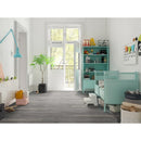 MSI vinyl flooring glue down 6x48 VTGELMASH7X48-2.5MM-20MIL wilmont elmwood ash LVT installed on a bright kids room with baby blue color furniture and cradle