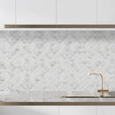 Palia White Dolomite Mosaic Tile Laguna Pattern on 12" x 12" Mesh - Polished