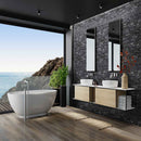 Marquina nero ledger panel 6 x 24 splitface marble wall tile LPNLMMARNER624 product shot outdoor view