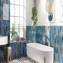 Marza cobalt 4x12 glossy ceramic subway wall tile NMARCOB4X12G product shot bathroom view 2