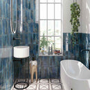 Marza cobalt 4x12 glossy ceramic subway wall tile NMARCOB4X12G product shot bathroom view