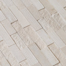Mayra White Ledger Multi-surface 3D Panel 6"x24" Marble Wall Tile - Full Truckload angle closeup view