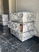 Made to-order Freestanding Vanity Unit with marle drawers Calacatta Viola Marble Purple/ Gray Veins