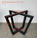 Simple Metal Table Base/Legs Matte Black (H)28" (D)39" (W)39" showing dimensions
