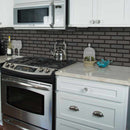 Metallic gray bevel subway 11.73 in x 11.73 in glass meshmounted mosaic tile SMOT-GLSST-MEGRBE8MM Closeup view