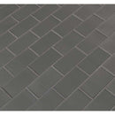 Metallic gray subway 11.75X11.88 glass mesh mounted mosaic tile SMOT GLSST MEGR8MM product shot multiple tiles angle view