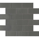 Metallic gray subway 11.75X11.88 glass mesh mounted mosaic tile SMOT GLSST MEGR8MM product shot multiple tiles close up view