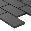 Metallic gray subway 11.75X11.88 glass mesh mounted mosaic tile SMOT GLSST MEGR8MM product shot profile view