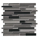 Metro gris interlocking 12X12 glass stone mesh mounted mosaic tile SMOT-SGLSIL-METGRI8MM product shot multiple tiles close up view