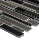 Metro gris interlocking 12X12 glass stone mesh mounted mosaic tile SMOT-SGLSIL-METGRI8MM product shot profile view