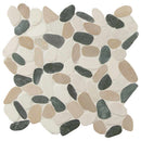 Metropolitan pebble 11.81X11.81 tumbled marble mesh mounted mosaic tile SMOT-PEB-MTRPLTN product shot multiple tiles close up view
