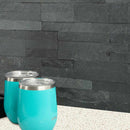 Midnight Ash Veneer Peeland Stick 6in.x22in. Honed Slate Wall Tile SMOT-PNS-VNR-MA6MM bathroom view 3