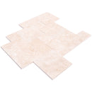 Miletos Ivory Travertine Pattern Tumbled Pavers - Full Truckload angle view