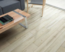 WPC Vinyl Rigid Core 7" Width 48" RL 8.5mm Thick, 1.5mm IXPE Mineral White Bermuda Floors - Mazzia Collection living room view 