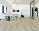 SPC Vinyl Rigid Core 7" Width 60" RL, 6mm Thick, 1.5mm IXPE Mirage Ivory Peninsula Floors - Mazzia Collection Product shoot Living Room view