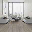 Engineered Hardwood European Oak 7.5" Wide, 74.8" RL, 1/2" Thick Elysian Mod Titanium - Mazzia Collection room shot living room view