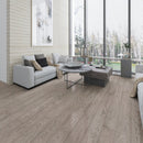 Engineered Hardwood European Oak 7.5" Wide, 74.8" RL, 1/2" Thick Elysian Mod Titanium - Mazzia Collection room shot living room view