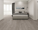 Engineered Hardwood European Oak 7.5" Wide, 74.8" RL, 1/2" Thick Elysian Mod Titanium - Mazzia Collection room shot bedroom view
