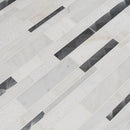 Moderno blanco interlocking 12X18 metal stone blend mesh mounted mosaic tile SMOT-SMTIL-MODBLA8MM product shot multiple tiles angle view