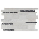 Moderno blanco interlocking 12X18 metal stone blend mesh mounted mosaic tile SMOT-SMTIL-MODBLA8MM product shot multiple tiles close up view