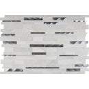 Moderno blanco interlocking 12X18 metal stone blend mesh mounted mosaic tile SMOT-SMTIL-MODBLA8MM product shot multiple tiles top view