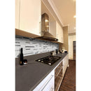 Moderno blanco interlocking 12X18 metal stone blend mesh mounted mosaic tile SMOT-SMTIL-MODBLA8MM product shot wall view