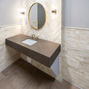 Bernini Bianco Bullnose 3"x18" Matte Porcelain Wall Tile - MSI Collection product shot mirror in bath view