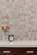 Bernini Camo 12"x12" Matte Porcelain Mesh-Mounted Mosaic Tile room shot bathroom table view 3