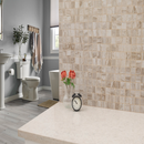 Bernini Camo 12"x12" Matte Porcelain Mesh-Mounted Mosaic Tile room shot bathroom table view 6