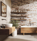 Brickstone Rustique White 2"x18" Matte Porcelain Floor and Wall Tile - MSI Collection bath view