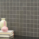 Dimensions Concrete 12"x12" Matte Porcelain Mesh-Mounted Mosaic Tile room shot bathroom view 3