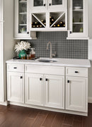 Dimensions Graphite 12"x12" Matte Porcelain Mesh-Mounted Mosaic Tile room shot kitchen view 2