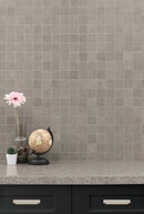 Dimensions Gris 12"x12" Matte Porcelain Mesh-Mounted Mosaic Tile room shot bathroom view 5