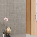Dimensions Gris 12"x12" Matte Porcelain Mesh-Mounted Mosaic Tile room shot bathroom view 3