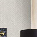 Eden Dolomite 12"x15" Matte Chevron Porcelain Mosaic Tile room shot living room view