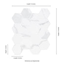 Eden Statuary 12"x12" Matte 3" Hexagon Porcelain Mosaic Tile product shot measurement view