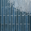 Flamenco 2"x18" Hale Navy Brick Look Glossy Porcelain Wall Tile angle view