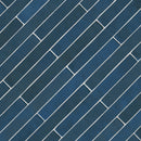 Flamenco 2"x18" Hale Navy Brick Look Glossy Porcelain Wall Tile profile view